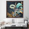 Wooden Oil Painting Textured Table Octopus 80X80 - Ider Furniture