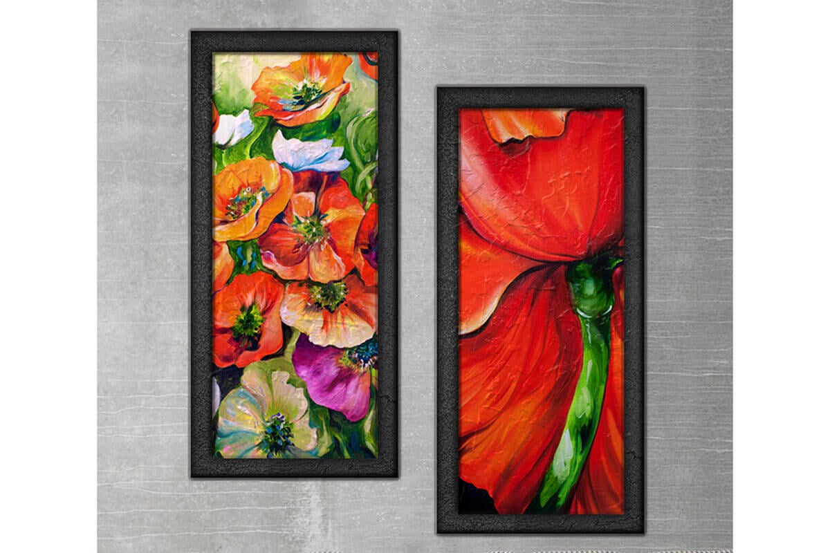 Wood Framed Textured Oil Painting Between 2 Pieces 42x80 - Ider Furniture
