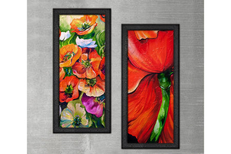 Wood Framed Textured Oil Painting Between 2 Pieces 42x80 - Ider Furniture