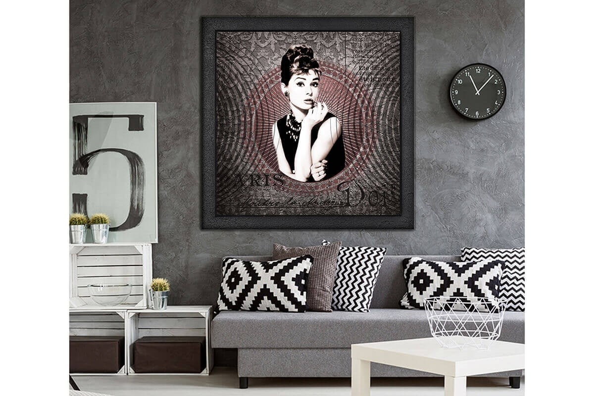 Wood Oil Painting Textured Painting Audrey Hepburn oriental 80X80 - Ider Furniture