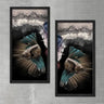 Wood Framed Textured Oil Painting Black Fish 2 Pieces 42x80 - Ider Furniture