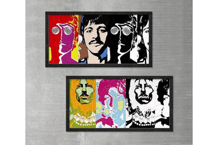 Wood Framed Textured Oil Painting Beatles 2 Pieces 42x80 - Ider Furniture