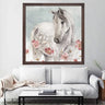 Wood Oil Painting Textured Table White Horse 80X80 - Ider Furniture