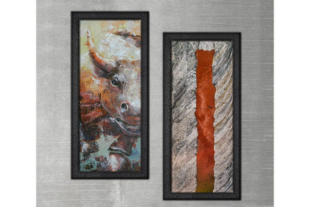 Wood Framed Textured Oil Painting Bogga 2 Pieces 42x80 - Ider Furniture