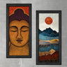 Wood Framed Textured Oil Painting Buddha 2 Pieces 42x80 - Ider Furniture