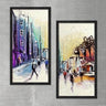 Wood Framed Textured Oil Painting City 2 Pieces 42x80 - Ider Furniture
