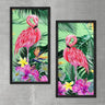Wood Framed Textured Oil Painting Flamingo III 2 Pieces 42x80 - Ider Furniture
