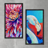 Wood Framed Textured Oil Painting Flamingo II 2 Pieces 42x80 - Ider Furniture