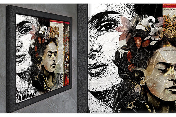 Wood Framed Textured Oil Painting Frida 80X80 - Ider Furniture