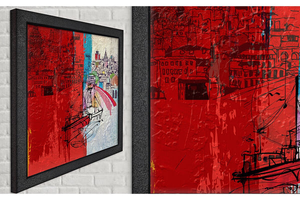 Wooden Oil Painting Textured Painting Galata 80X80 - Ider Furniture