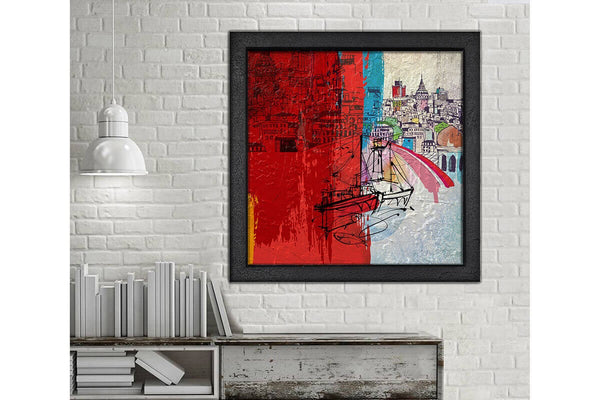 Wooden Oil Painting Textured Painting Galata 80X80 - Ider Furniture