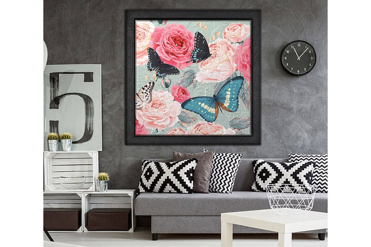 Wood Oil Painting Textured Painting Rose 80X80 - Ider Furniture