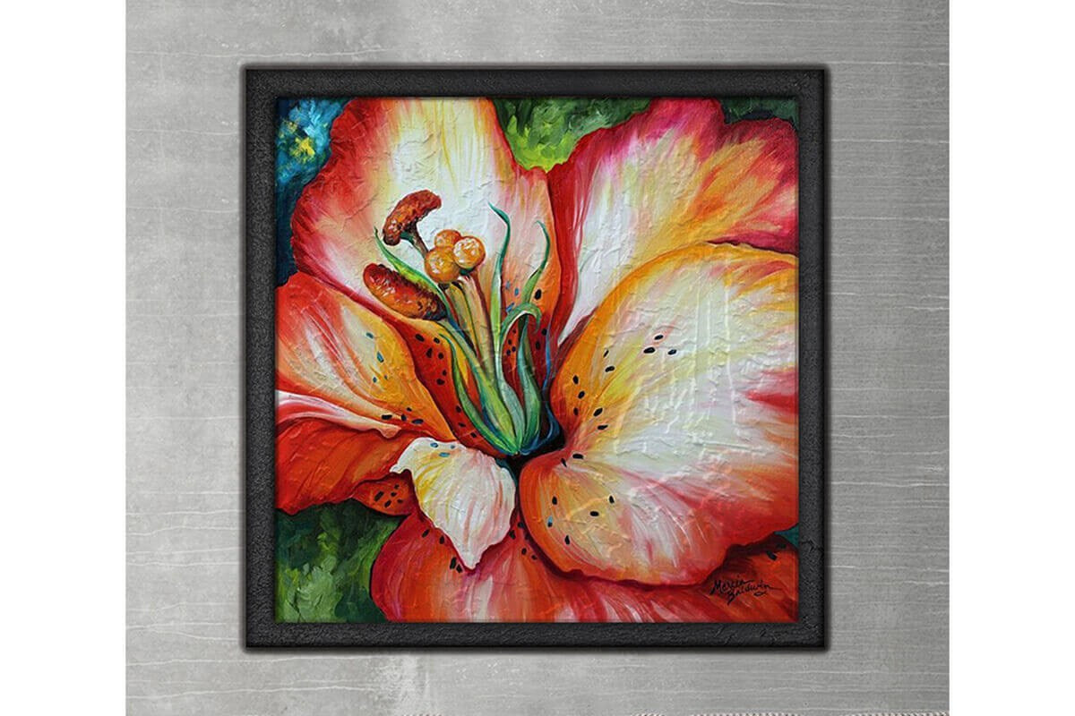 Wood Framed Textured Oil Painting Hay Flower 80X80 - Ider Furniture