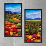 Wood Framed Textured Oil Painting Cactus 2 Pieces 42x80 - Ider Furniture