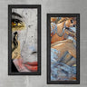 Wood Framed Textured Oil Painting Violinist Girl 2 Pieces 42x80 - Ider Furniture