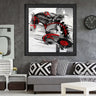 Wood Framed Textured Oil Painting Red-Black Horse 80X80 - Ider Furniture