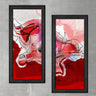 Wood Framed Textured Oil Painting Red Bull 2 Pieces 42x80 - Ider Furniture