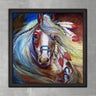 Wood Framed Textured Oil Painting Red Horse 80X80 - Ider Furniture
