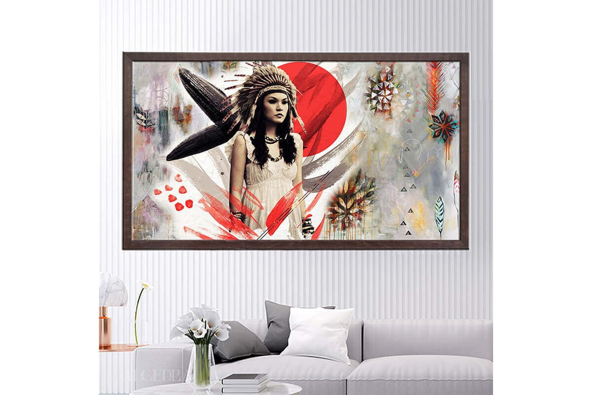 Wooden Frame Oil Painting Textured Painting Red Day 120X65 - Ider Furniture