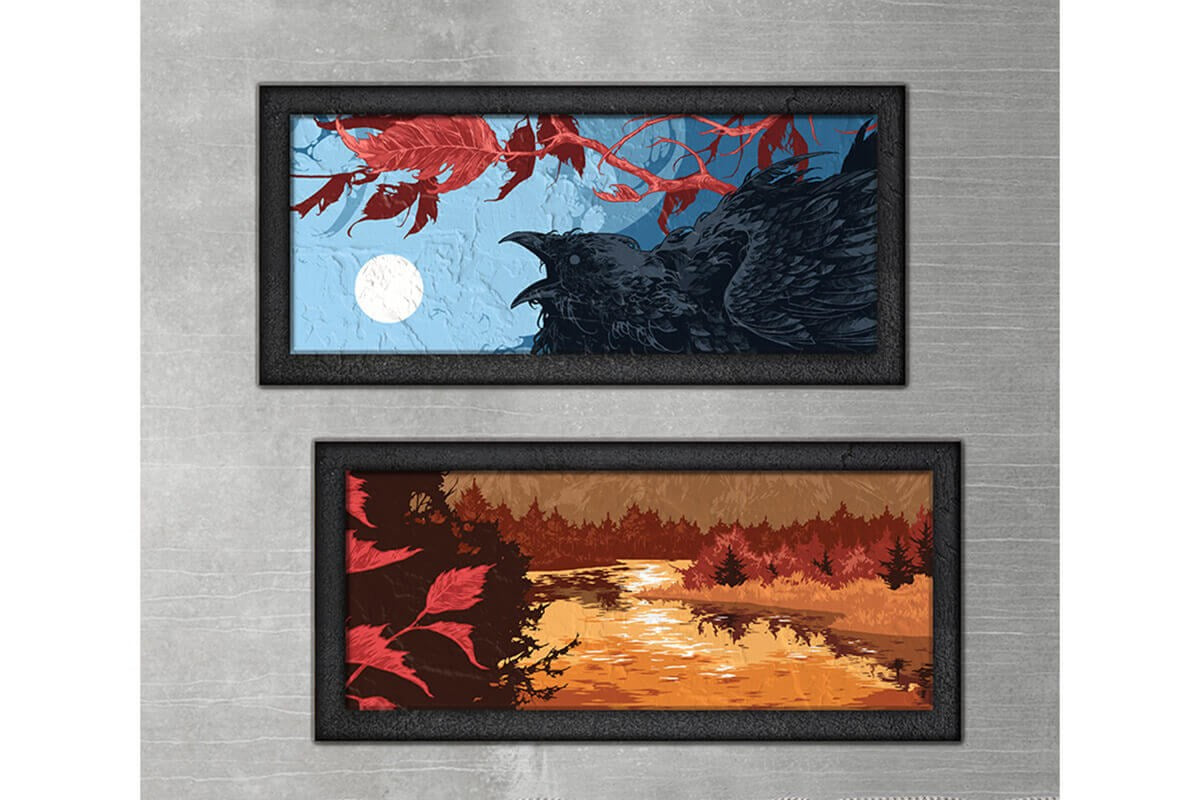Wood Framed Textured Oil Painting Landscape 2 Pieces 42x80 - Ider Furniture