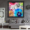 Wood Oil Painting Textured Painting Blue bird 80X80 - Ider Furniture