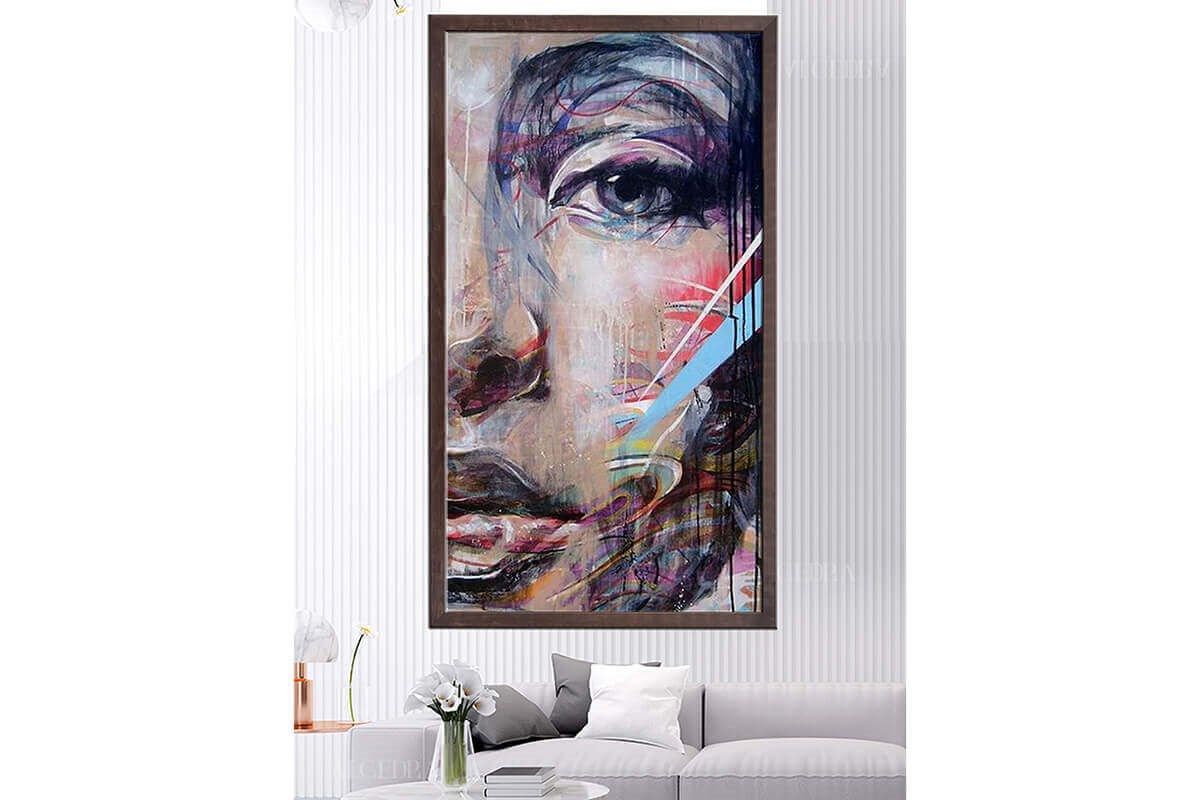 Wooden Frame Oil Painting Textured Table 120X65 - Ider Furniture