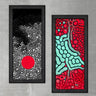 Wood Framed Textured Oil Painting Dot 2 Pieces 42x80 - Ider Furniture