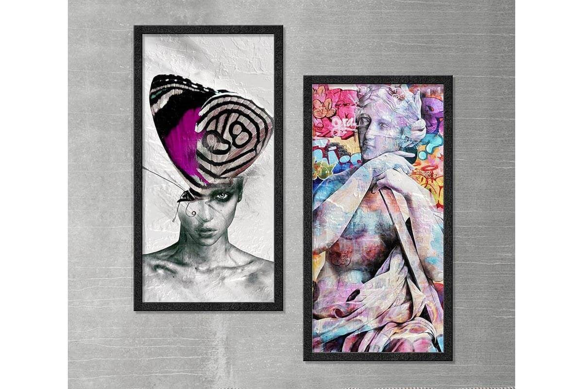 Wood Framed Textured Oil Painting Nwall 2 Pieces 42x80 - Ider Furniture