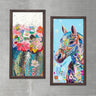 Wood Framed Textured Oil Painting Colorful Cactus 2 Pieces 42x80 - Ider Furniture
