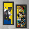 Wood Framed Textured Oil Painting Black Lion 2 Pieces 42x80 - Ider Furniture