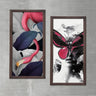 Wood Framed Textured Oil Painting Black Flamingo 2 Pieces 42x80 - Ider Furniture