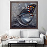 Wooden Frame Oil Painting Textured Painting Black butterfly 80X80 - Ider Furniture