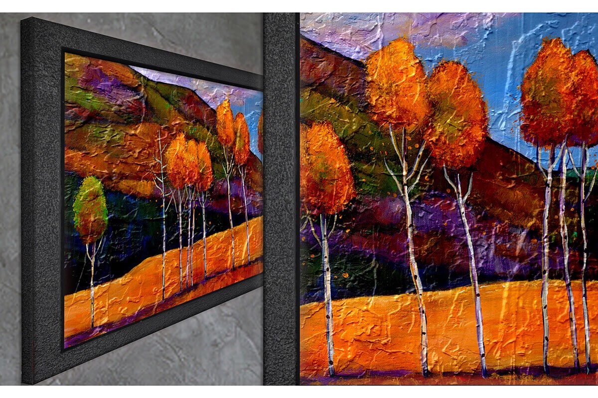 Wooden Frame Oil Painting Textured Autumn 120X65 - Ider Furniture