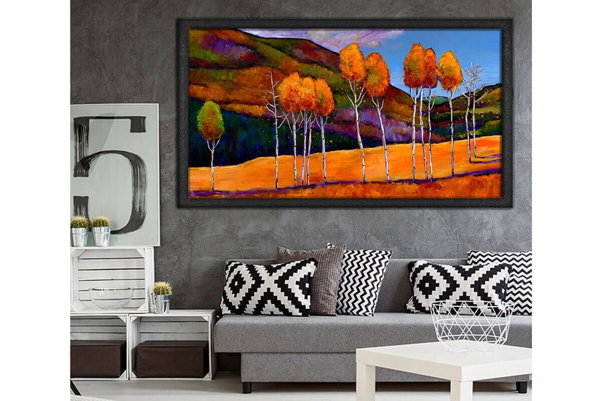 Wooden Frame Oil Painting Textured Autumn 120X65 - Ider Furniture