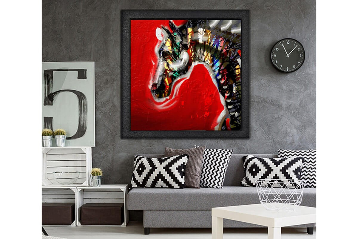 Wood Oil Painting Textured Painting Abstract horse 80X80 - Ider Furniture