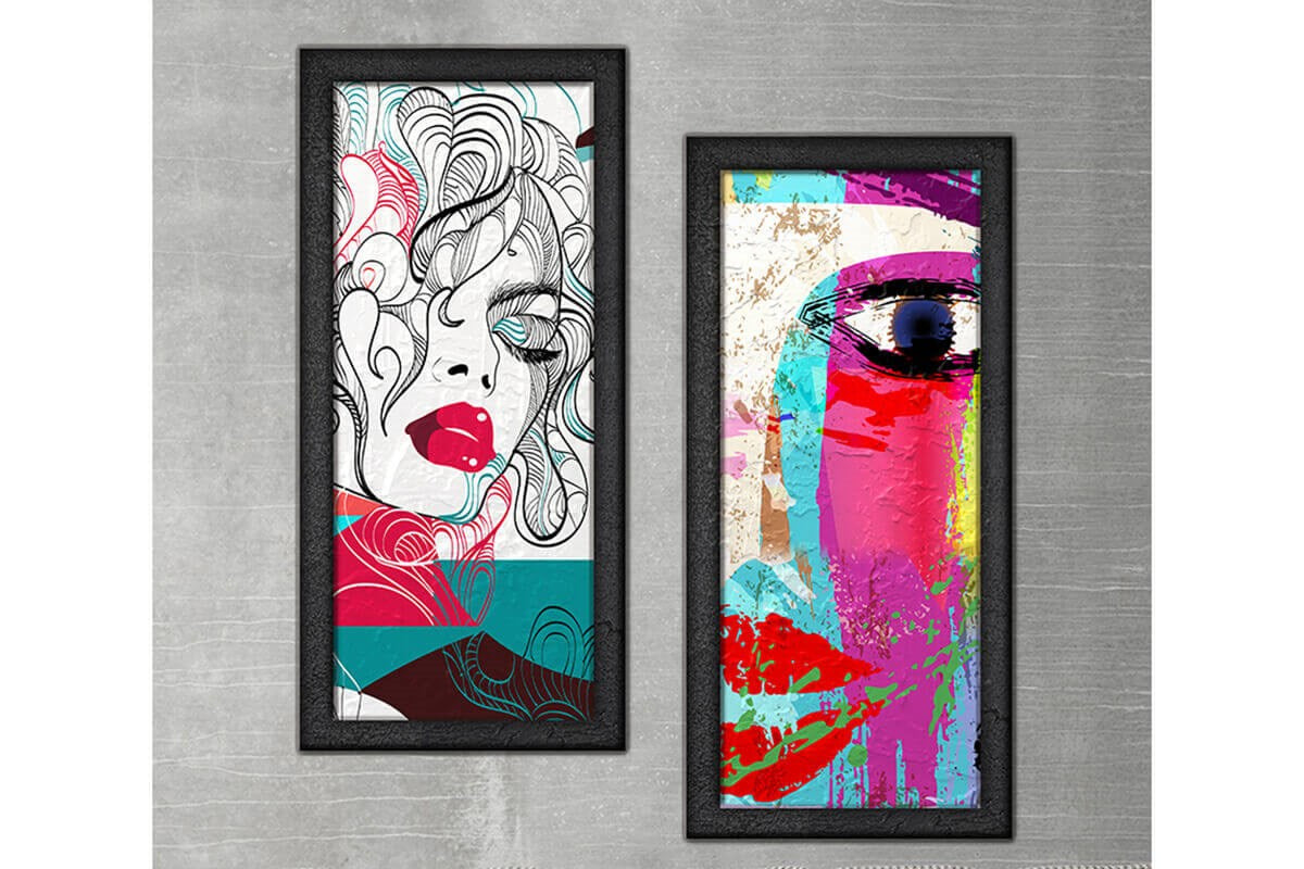 Wood Framed Textured Oil Painting Abstract Pink  2 Pieces 42x80 - Ider Furniture