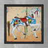 Wooden Oil Painting Textured Table Wooden Horse 80X80 - Ider Furniture