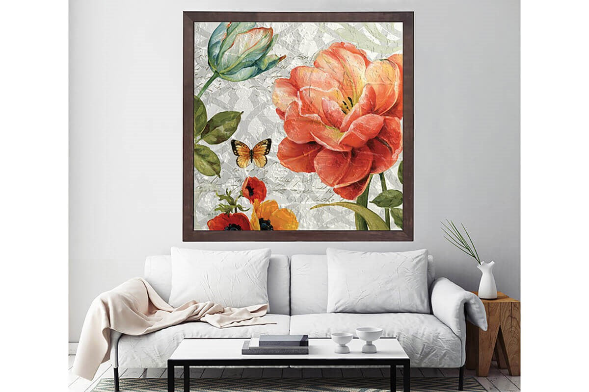 Wooden Frame Oil Painting Textured Painting Summer Rose 80X80 - Ider Furniture