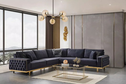 Helen Corner Sofa Gold - Ider Furniture