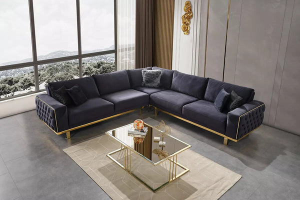Helen Corner Sofa Gold - Ider Furniture