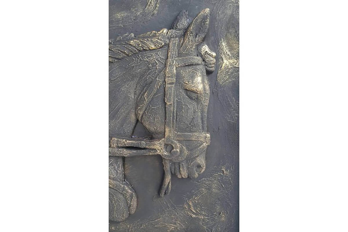 Custom Made Relief Painting Bronze Horse 80X80 - Ider Furniture