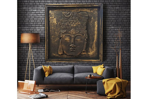 Custom Made Relief Painting Bronze Buddha 80X80 - Ider Furniture