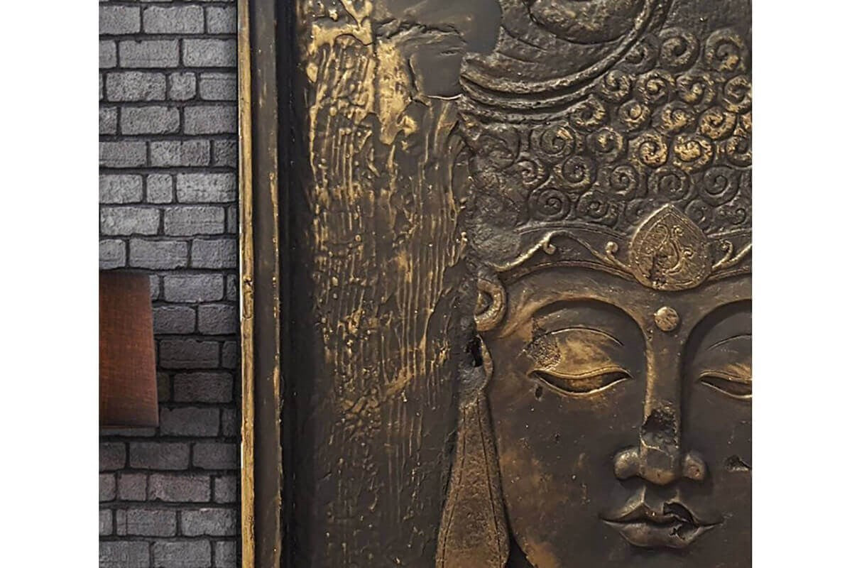 Custom Made Relief Painting Bronze Buddha 80X80 - Ider Furniture