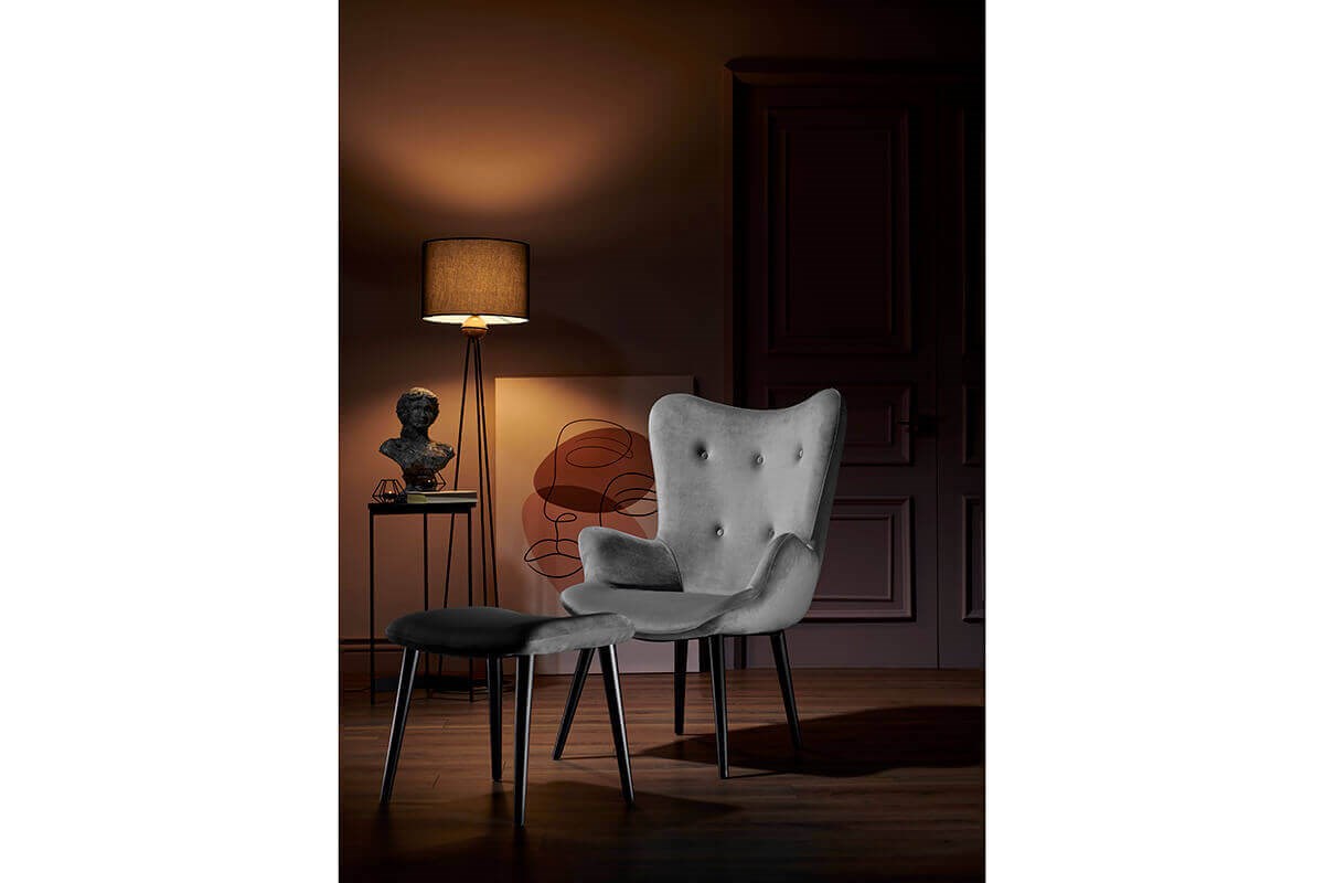 Roma Armchair + Puff Gray - Ider Furniture