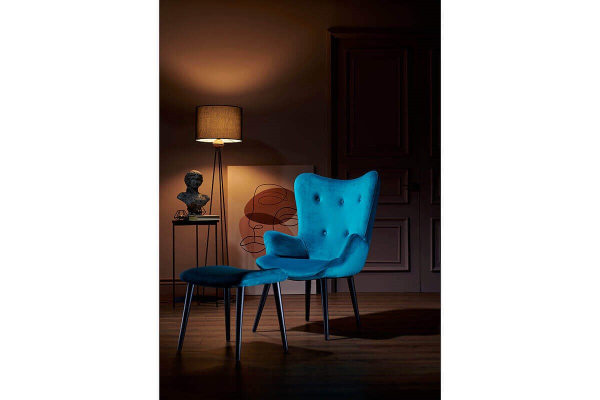 Roma Armchair + Puff Blue - Ider Furniture