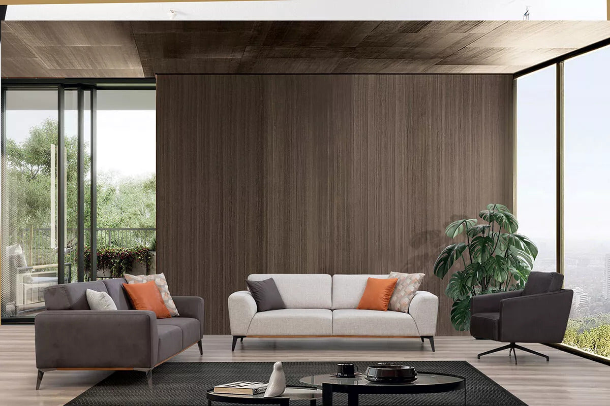 Safran Sofa Bed Set Cream & Anthracite - Ider Furniture