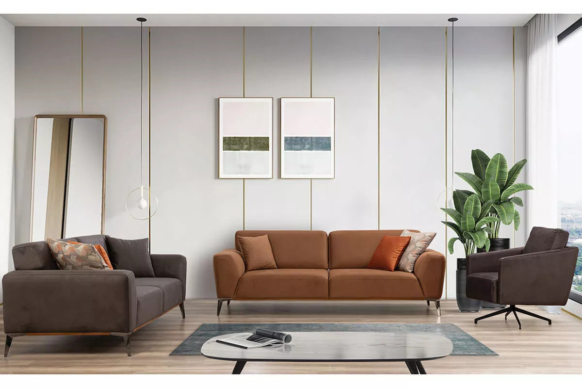 Safran Sofa Bed Set Brown & Anthracite - Ider Furniture