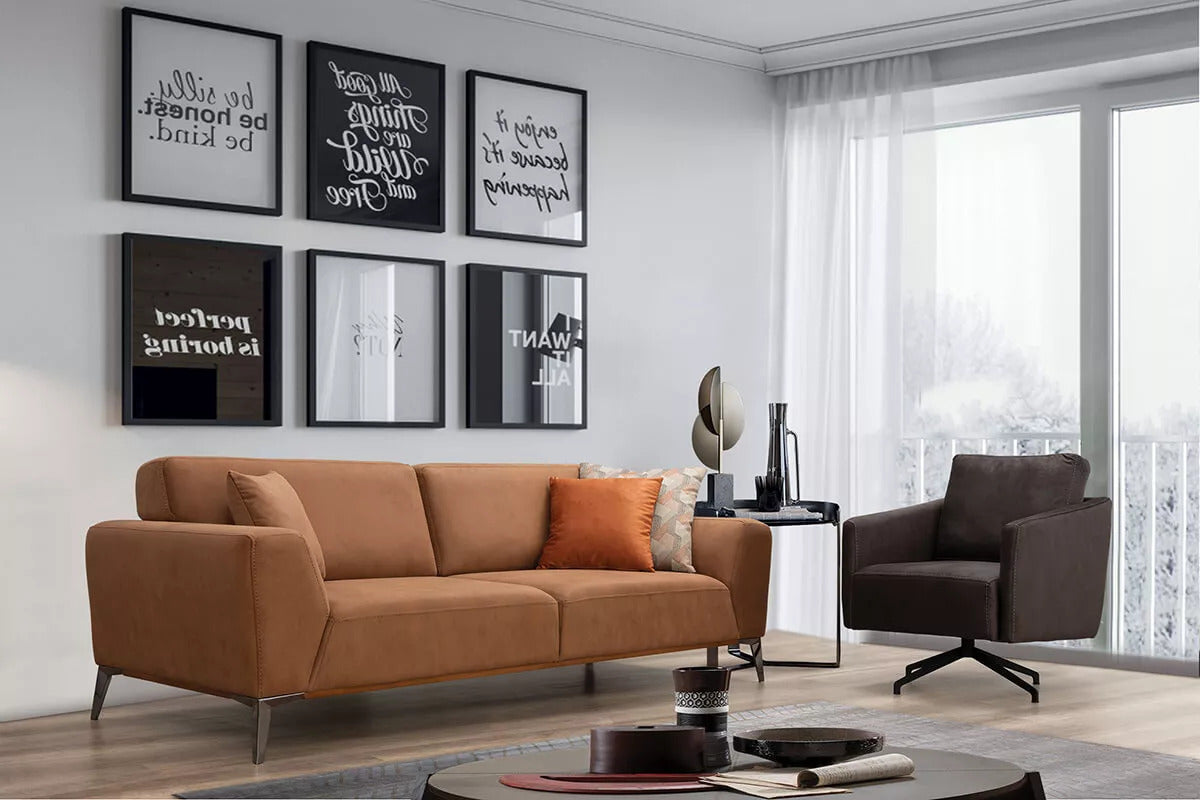 Safran 3 Seater Sofa Bed Tobacco Brown - Ider Furniture