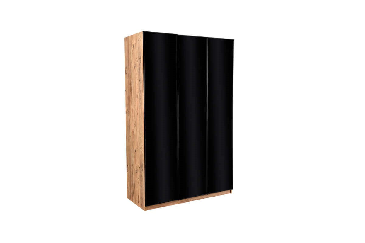 Sardis 3 Doors Black Glass Wardrobe - Ider Furniture