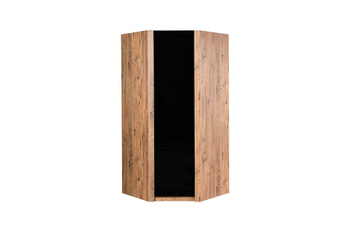 Sardis Black Glass Corner Wardrobe - Ider Furniture
